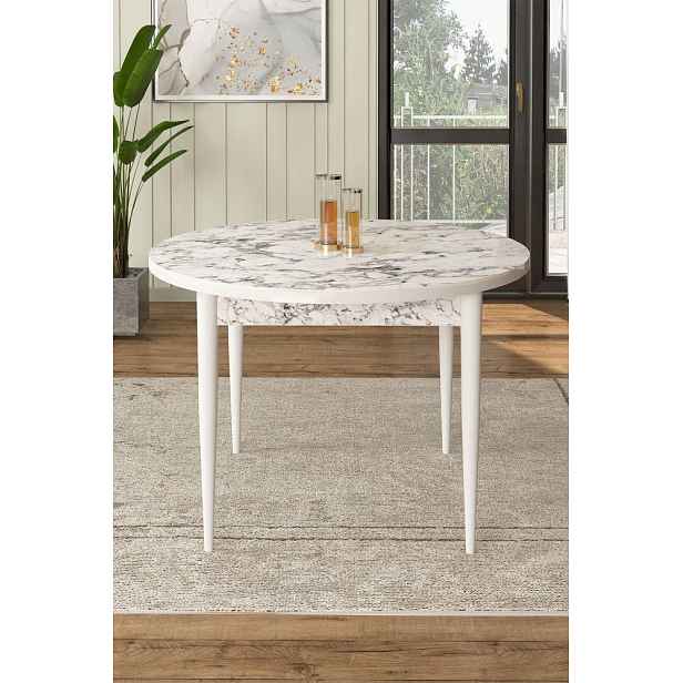 Jídelní stůl Rox - White Marble, White