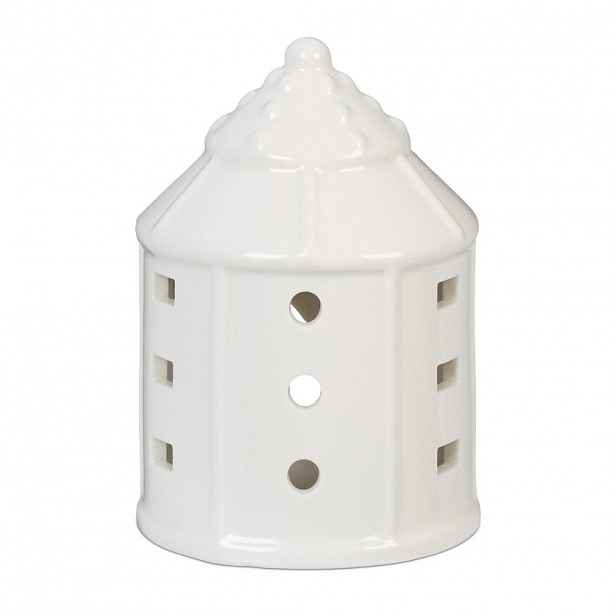 Relaxdays SVÍCEN Bílý porcelánový domeček 10,5x7,5 cm