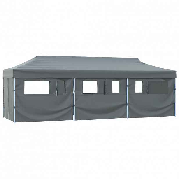 vidaXL Skládací nůžkový stan s 8 bočními stěnami 870x291x315 cm antracitový