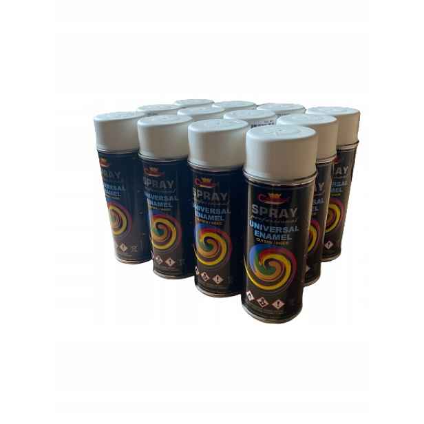 Barva 12 ks Sprej Smalt Lak 400ml Ral 9010 Mat Bílá