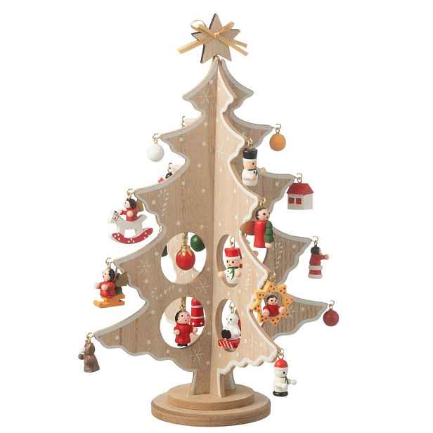 Dřevěný skládací stromek s ozdobami Christmas Tree - Ø 20*25 cm J-Line by Jolipa