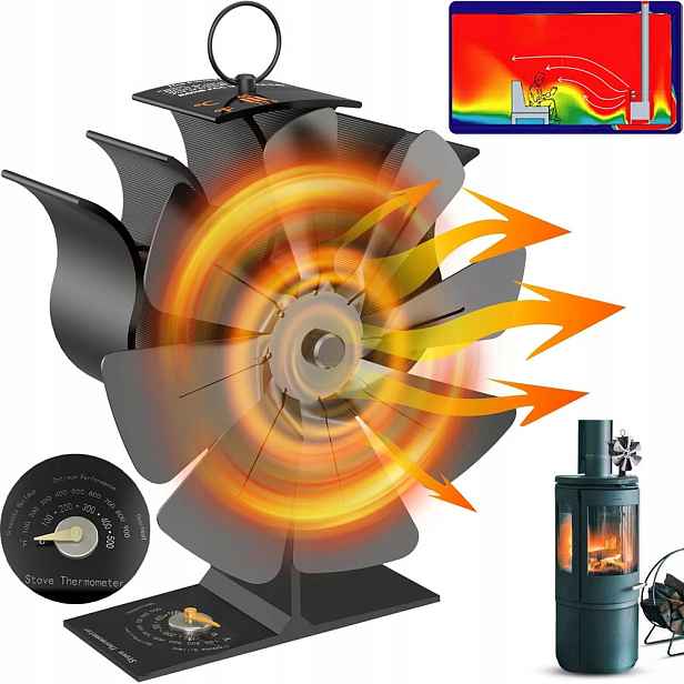 Krbový Ventilátor S 8 Lopatkami, Ventilátor Pro Kamna Bez Elektřiny