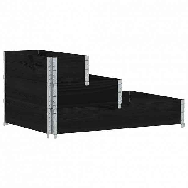 vidaXL 3patrový vyvýšený záhon černý 120 x 80 cm masivní borové dřevo