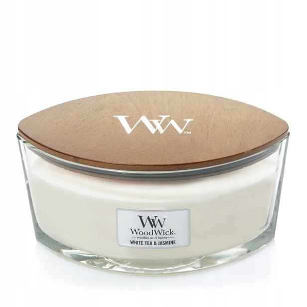 Vonná svíčka Woodwick Hearthwick Elipsa White Tea & Jasmine 453 g