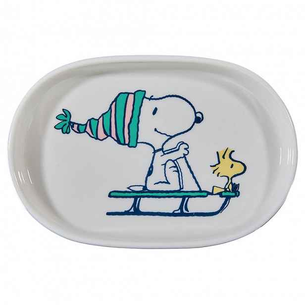 Butlers PEANUTS Talířek na šperky oválný Snoopy na sáňkách 15 x 10 cm