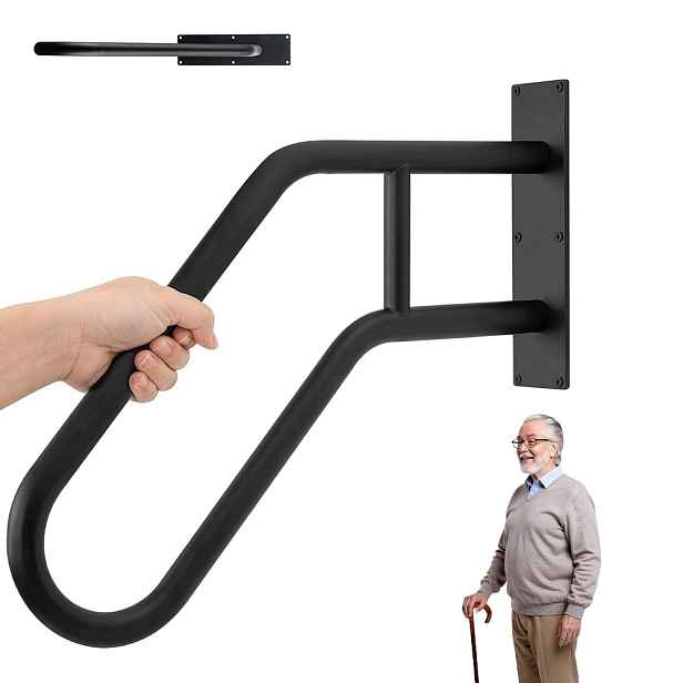 Schodišťové nástěnné madlo s úchyty do koupelny pro osoby se zdravotním postižením 66 cm