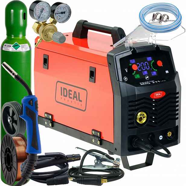 Svařovací stroj Migomat Mig Mma Tig Praktik 211 Synergie Led Ideal, sada 4 kusů