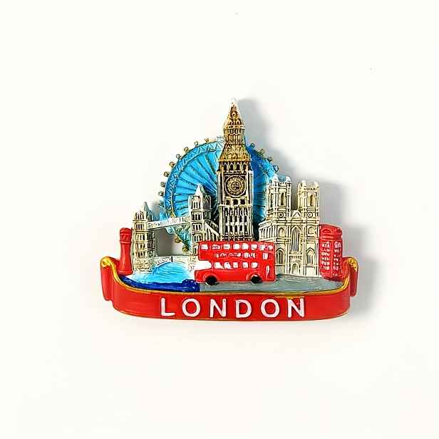 TEMU 1 ks Londýn UK Magnetická Lednička - Miniatury Památek Londýna (Ben/Buckingham) Resinový Sběratelský Suvenýr, Magnetická Základna na Dekoraci