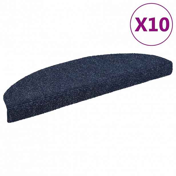 vidaXL Schodové rohože samolepicí 10 ks 65 x 21 x 4 cm modré, půlkulaté, velké