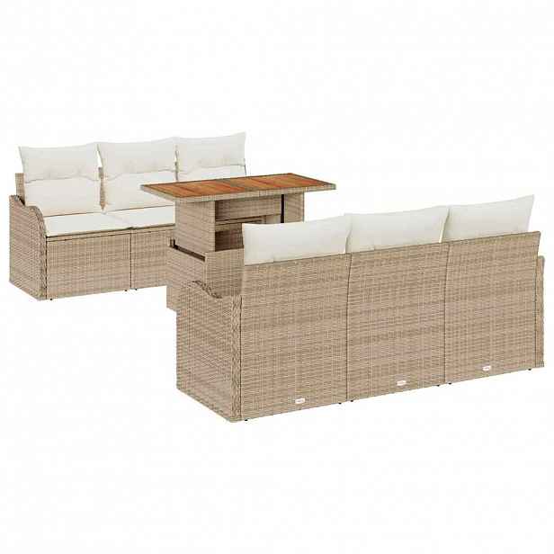 vidaXL Sada zahradních pohovek 7 ks Béžová a krémová polyratan