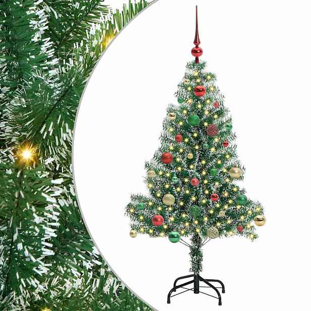 vidaXL Umělý vánoční stromeček se sněhem a LED osvětlením 150 cm
