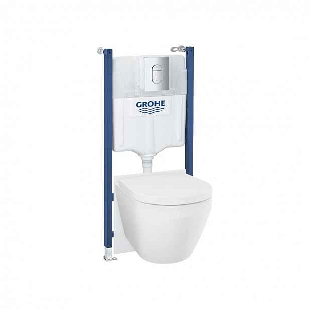 Grohe Solido - Set předstěnové instalace, klozetu Euro Ceramic, sedátka SoftClose a tlačítka Arena Cosmopolitan, Triple Vortex, chrom 102517SH00