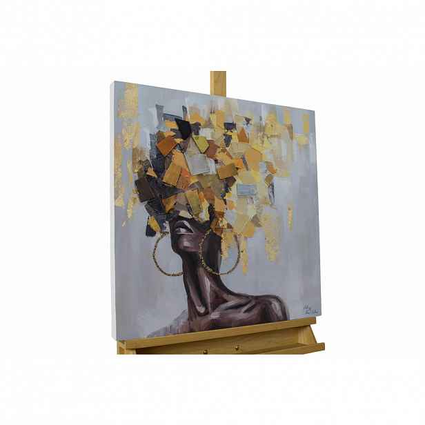 KUNSTLOFT RUČNĚ MALOVANÝ AKRYLOVÝ OBRAZ ŠEDÝ/ŽLUTÝ, 60/60 CM