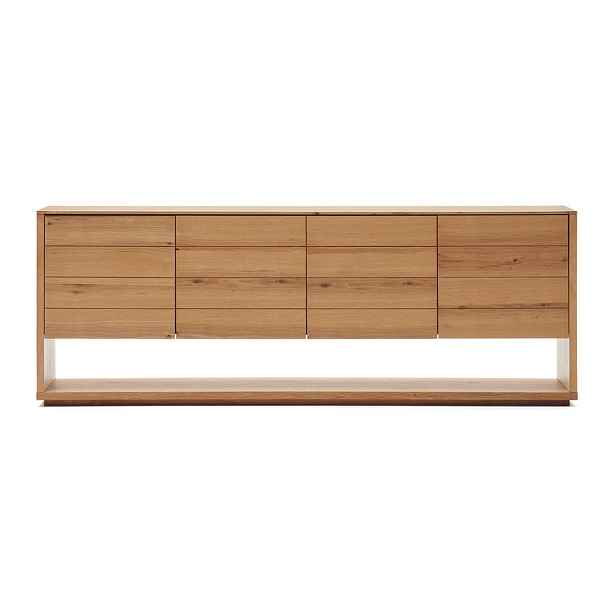 Nízká komoda v dekoru dubu v přírodní barvě 200x74 cm Alguema – Kave Home