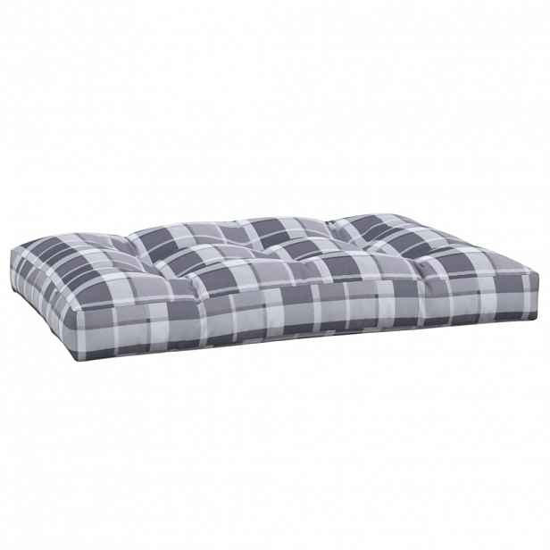 vidaXL Poduška na palety šedá károvaná 120 x 80 x 12 cm textil