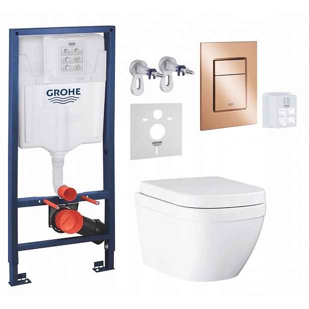 7v1 Wc Podomítkový Set, Stelaz s Wc Mísou Grohe Euro Ceramic, Tlačítko