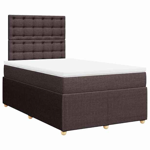 vidaXL Box spring postel s matrací tmavě hnědá 120x200 cm textil