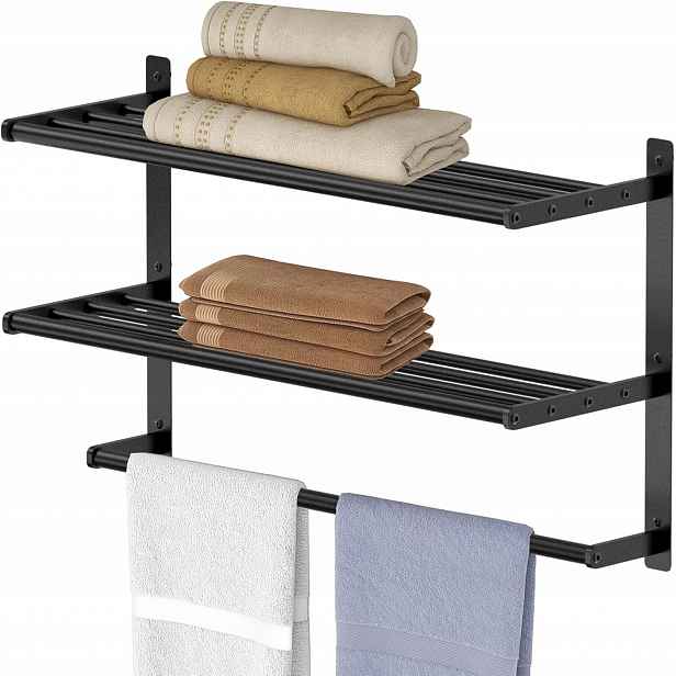 Bethom 3-úrovňový věšák na ručníky Černý Mat 60 cm Nástěnný věšák