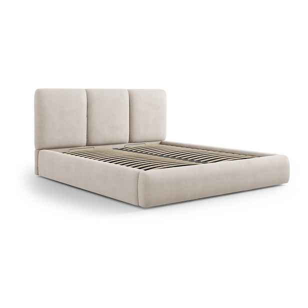 Béžová čalouněná dvoulůžková postel s úložným prostorem s roštem 160x200 cm Brody – Mazzini Beds