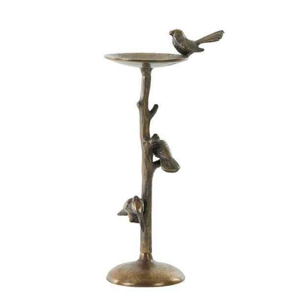 Bronzový antik kovový svícen s ptáčky Bird antique - 17*11*34 cm Light & Living