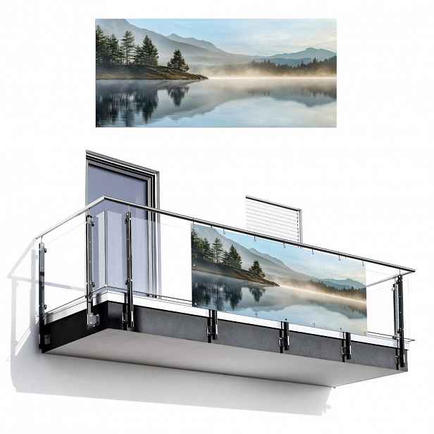 MuchoWow BALKONOVÁ ZÁSTĚNA Jezero - Mlha - Hory - Krajina 200x90 cm