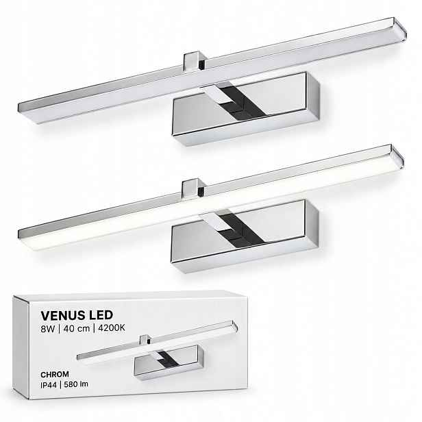 Osvětlení zrcadla Venus Led 8W 40 cm neutrální chrom 4200K IP44 580lm