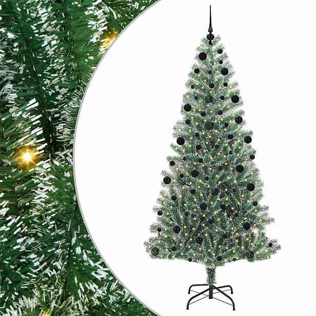 vidaXL Umělý vánoční stromeček se sněhem a LED osvětlením 210 cm
