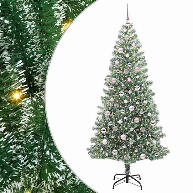 vidaXL Umělý vánoční stromeček se sněhem a LED osvětlením 210 cm
