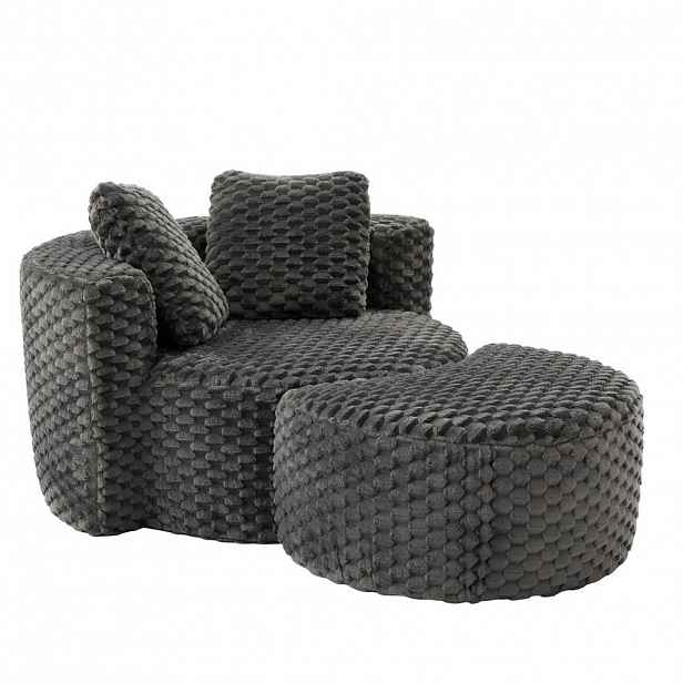 Urban Meuble LOUNGE KŘESLO s taburetem, nadměrná velikost, kulaté, komprimované, bez montáže