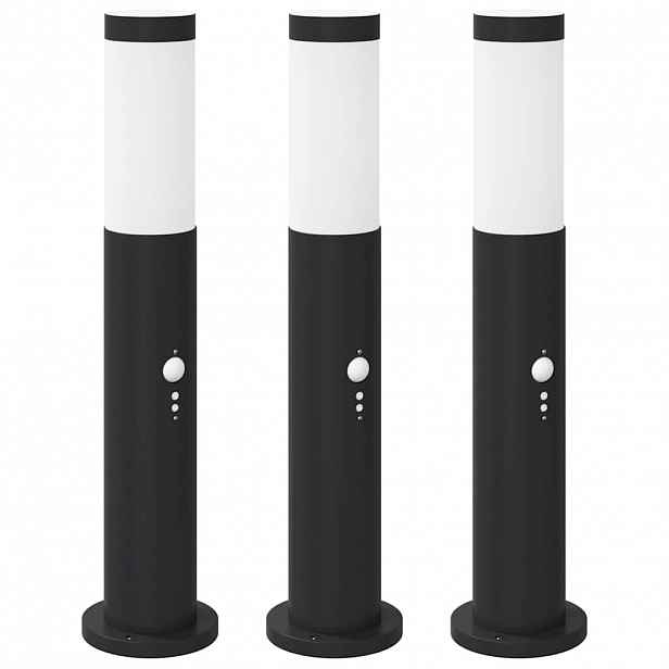 vidaXL Sloupková světla se senzorem 3 ks 50 cm nerezová ocel IP44