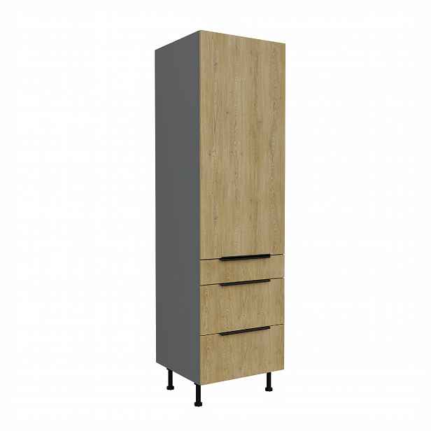 Vysoká potravinová skříňka Cremona ANT 60 DKS-215 3S 1F - Premium Box Barva korpusu: Antracit, Barva dvířek: Dub Cremona