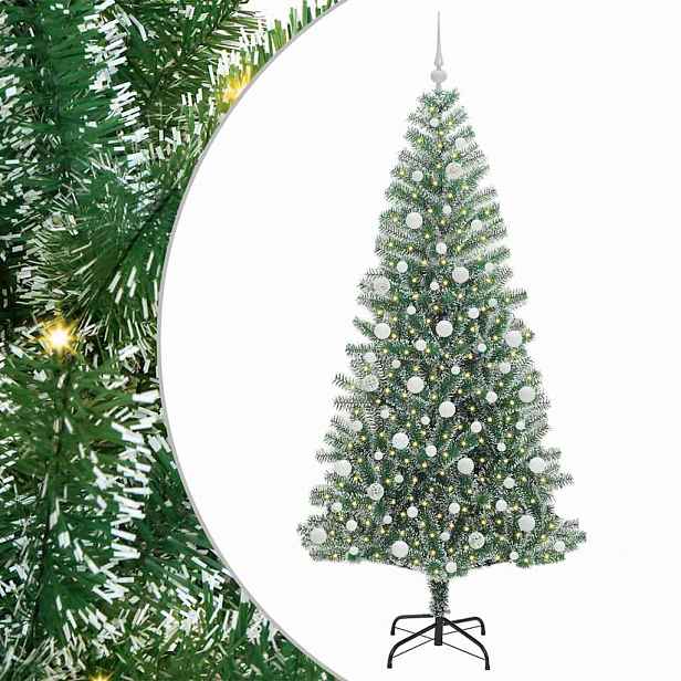 vidaXL Umělý vánoční stromeček se sněhem a LED osvětlením 210 cm