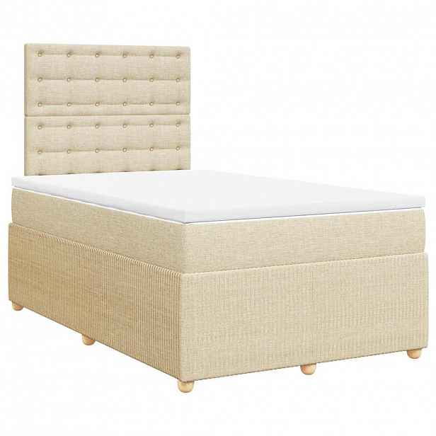 vidaXL Box spring postel s matrací krémová 120x200 cm textil