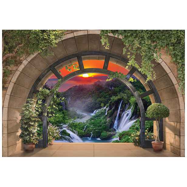 Fototapeta Vodopád Západ Slunce Hory Příroda Relax 208x146 lepidlo