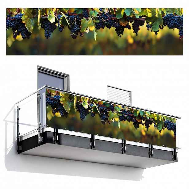 MuchoWow BALKONOVÁ ZÁSTĚNA Hrozny - Víno - Příroda - Zelená 300x80 cm