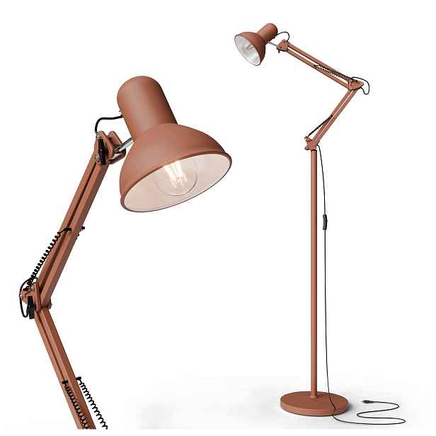 Stojací Led podlahová lampa E27 190 cm, nastavitelná pro čtení, cihlová