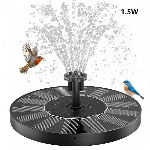TEMU 1,5W - 2,5W Čerpadlo pro fontánu do ptačí koupele Sun Bird s 6 tryskami a 4 nárazníkovými tyčemi - IPX8 vhodné pro zahradní dekoraci, akvárium,