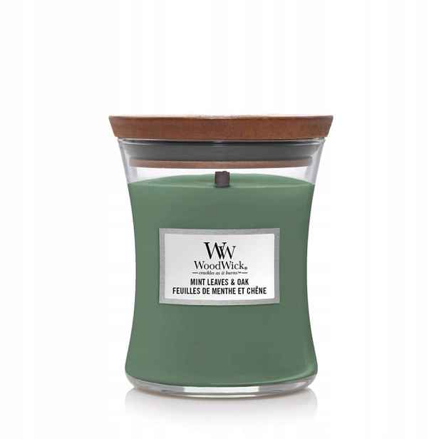 WoodWick Mint Leaves & Oak svíčka střední 275