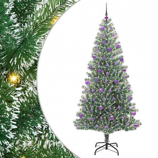 vidaXL Umělý vánoční stromeček se sněhem a LED osvětlením 210 cm