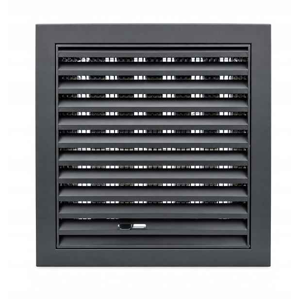 Ventilační mřížka Przybysz uzavíratelná čtvercová 19x19 cm Černá matná Síť
