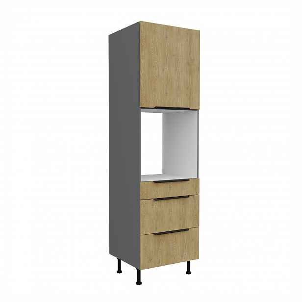 Vysoká skříňka pro vestavnou troubu Cremona ANT 60 DPS-215 3S 1F - Premium Box Barva korpusu: Antracit, Barva dvířek: Dub Cremona