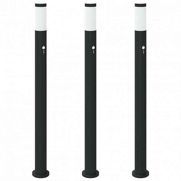 vidaXL Sloupková světla se senzorem 3 ks 110 cm nerezová ocel IP44