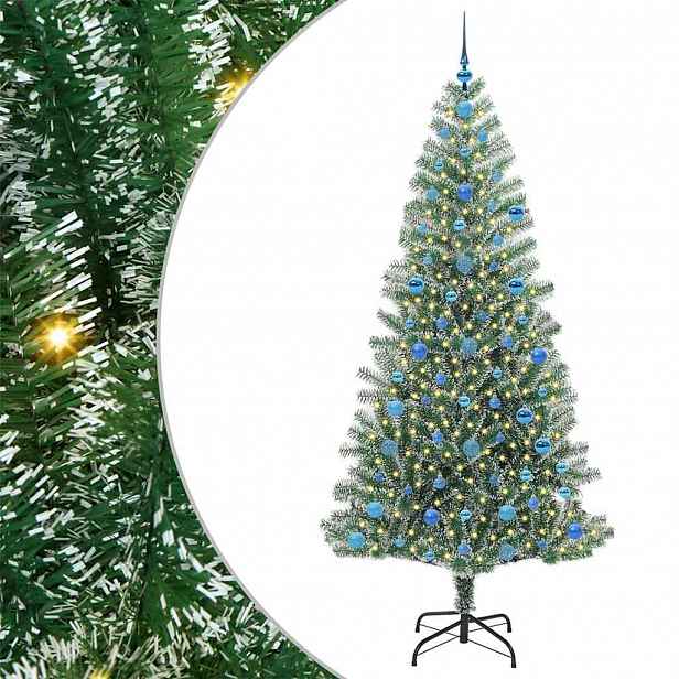 vidaXL Umělý vánoční stromeček se sněhem a LED osvětlením 210 cm
