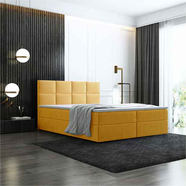 Postel Lea 140x200 cm žlutá HELCEL