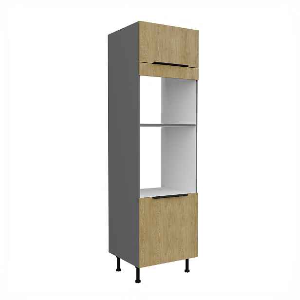 Vysoká skříňka pro vestavnou a mikrovlnou troubu Cremona ANT 60 DPM-215 2F Barva korpusu: Antracit, Barva dvířek: Dub Cremona