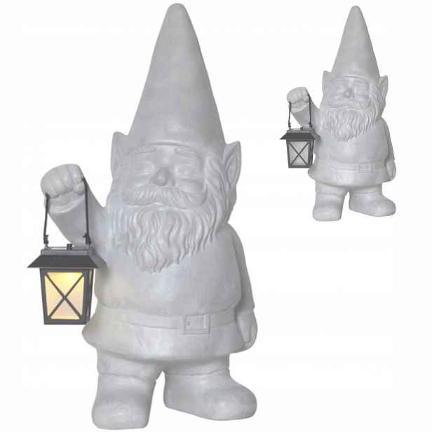 Zahradní Trpaslík Skřítek Trpaslík Figurka Do Zahrady Solární 53 CM Pevná