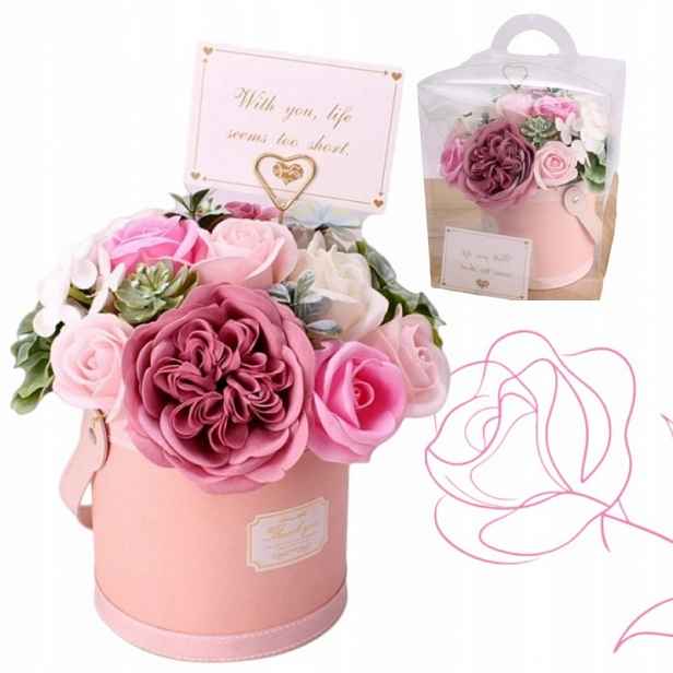 Flower Box Kytice Vonných Mýdlových Květin V Krabičce Dárek K Narozeninám