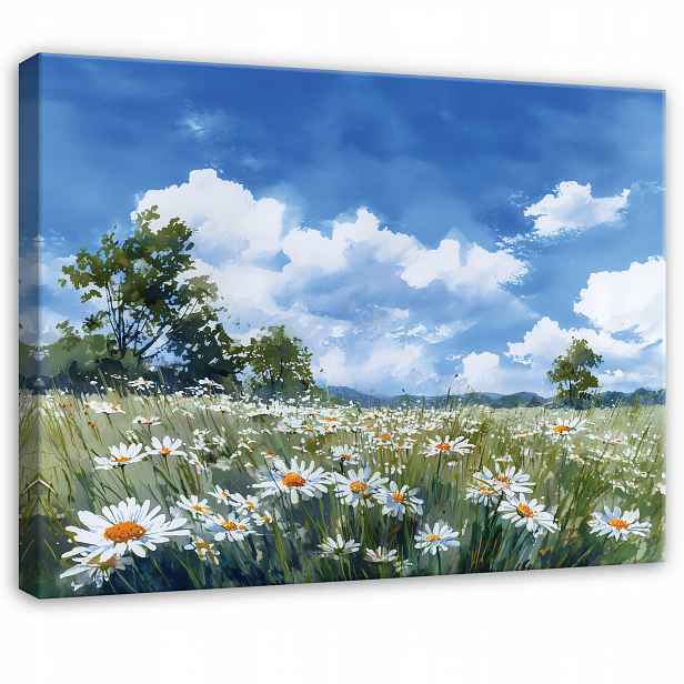 Obraz Modrý Zelený Pole Květiny Do Předsíně Kanceláře Moderní 120x80