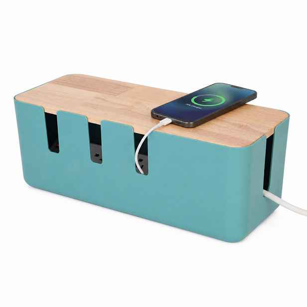 Relaxdays BOX Mátová na kabely dřevěné víko