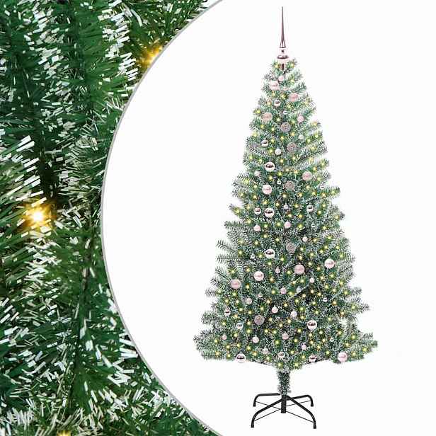 vidaXL Umělý vánoční stromeček se sněhem a LED osvětlením 240 cm